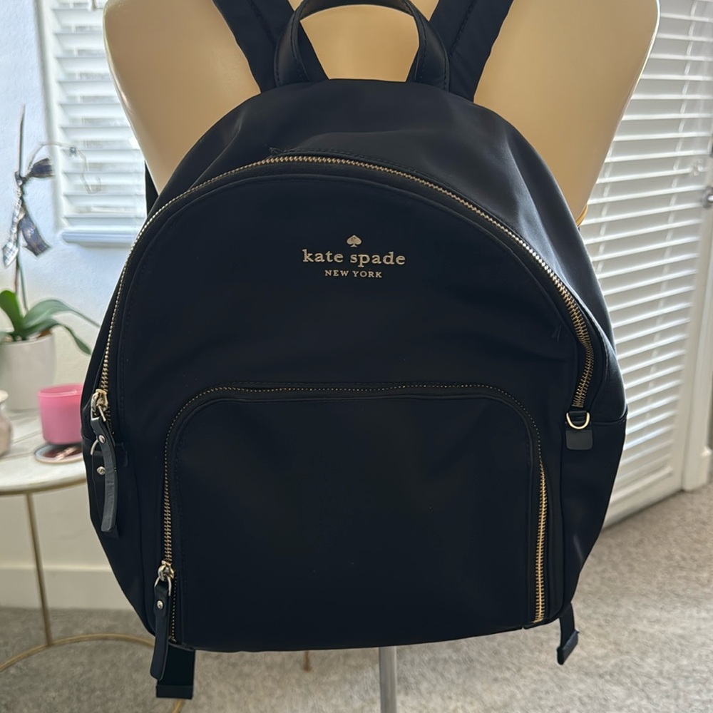 Kate Spade Chelsea Nylon Backpack in black. Medium size